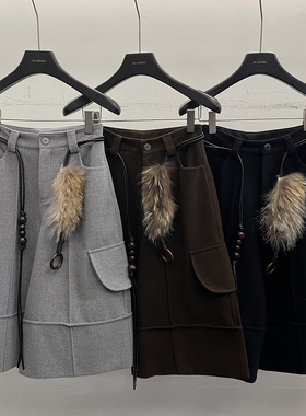 腰带复古高腰七分阔腿休闲裤(配腰带)12031