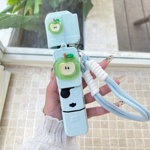 小清新青苹果适用大疆pocket3硅胶套保护壳口袋云台运动配件手绳