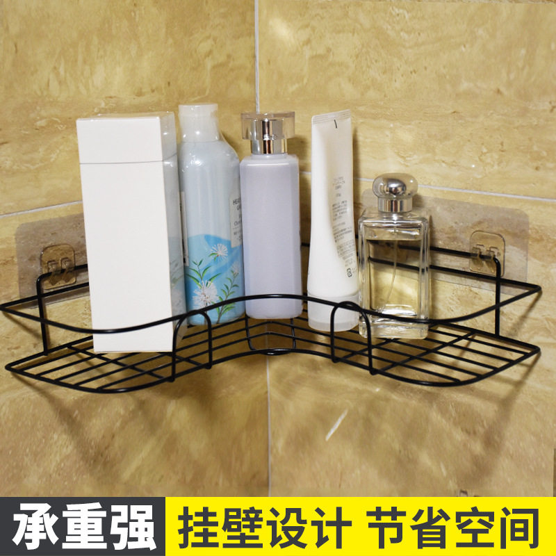 黑色转角置物架浴室收纳架壁挂式节省空间承重强卫生间用品1