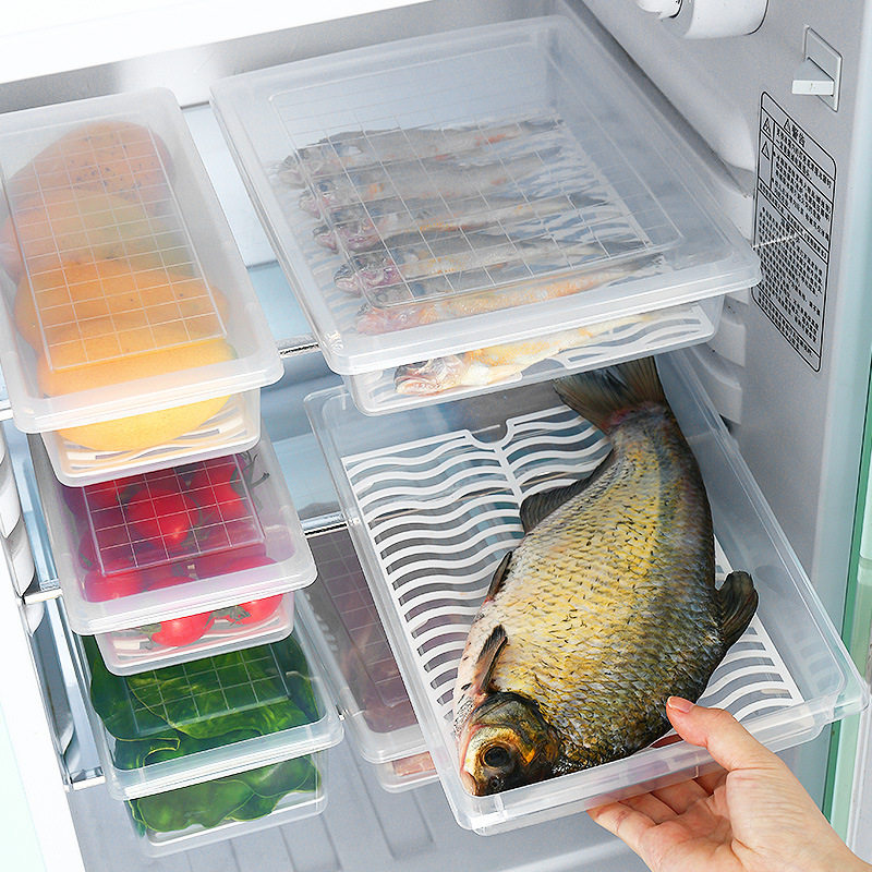 分格食物保鲜透明冰箱收纳盒可重复使用食品储存容器厨房整理盒1