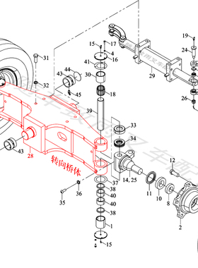 叉车转向桥体A450-220001-000后桥壳杭叉CPC45-A2G93 A2 A45 4.5T