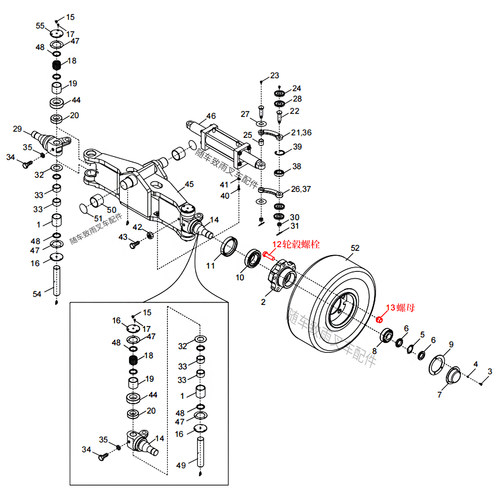 叉车后轮毂螺栓X2B300-113008-000螺丝M12杭电叉XD2 X 4 4.5T 5吨