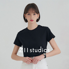 Z11 studios2024夏季新款T恤女士纯棉短袖上衣纯色正肩打底衫女装