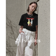 Z11 studios夏季新款t恤女士正肩宽松上衣黑色短袖打底衫半袖夏天