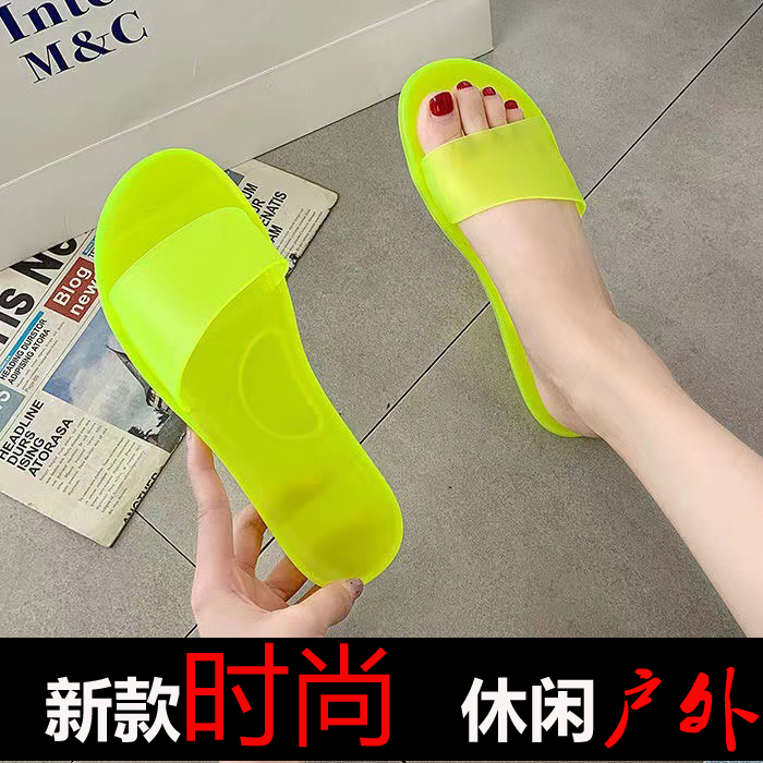 外贸水晶个性可爱凉拖鞋平底