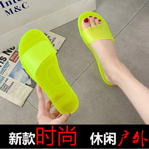 外贸水晶个性可爱凉拖鞋平底