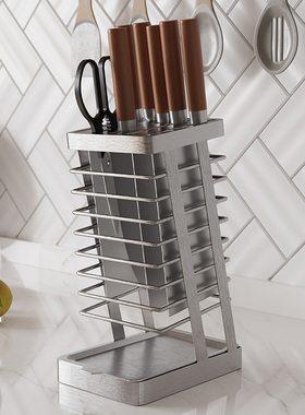 304不锈钢厨房刀架菜刀架置物架家用沥水台面放菜刀具刀座收纳架