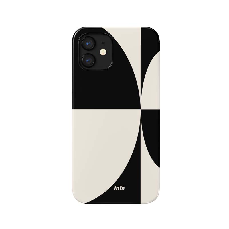 简约黑白圆撞色艺术手机壳