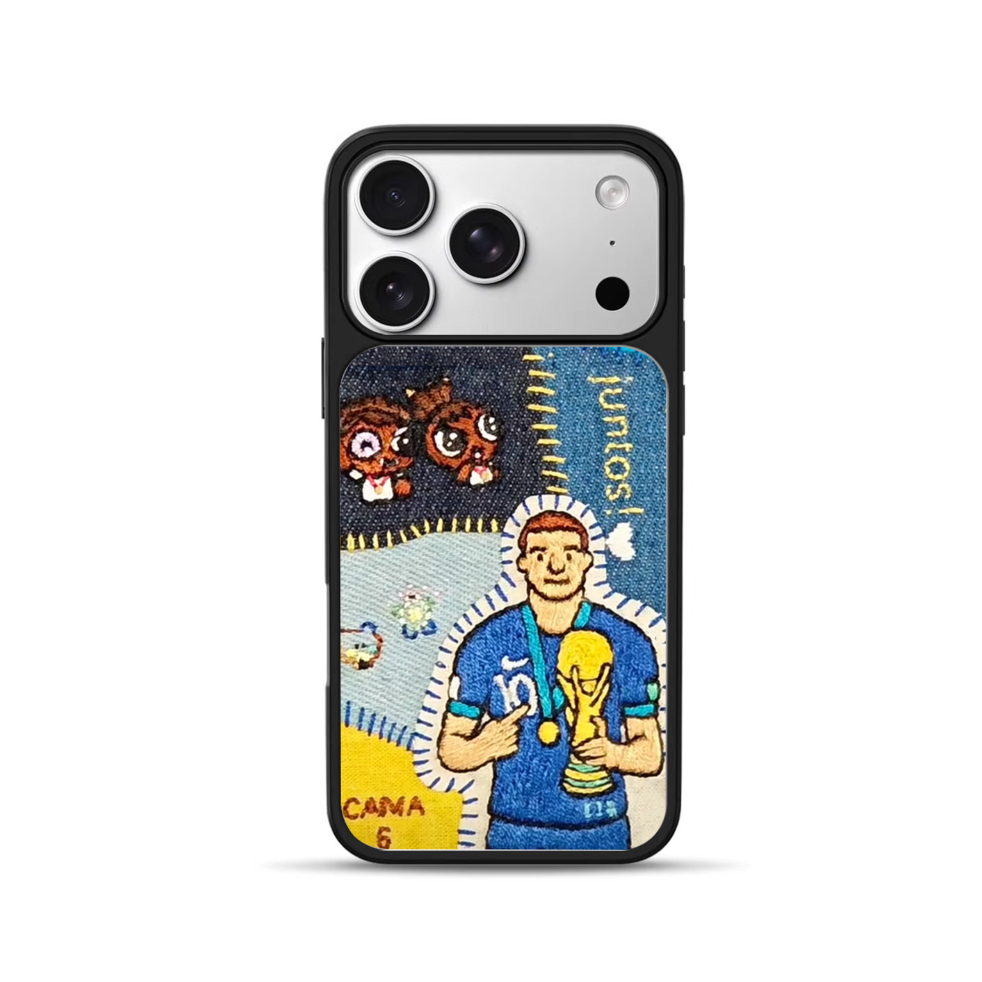 姆巴佩刺绣设计适用于苹果16简约15潮流17创意15pro艺术14pro时尚17pro防汗ins风15max个性12小众13可磁吸14