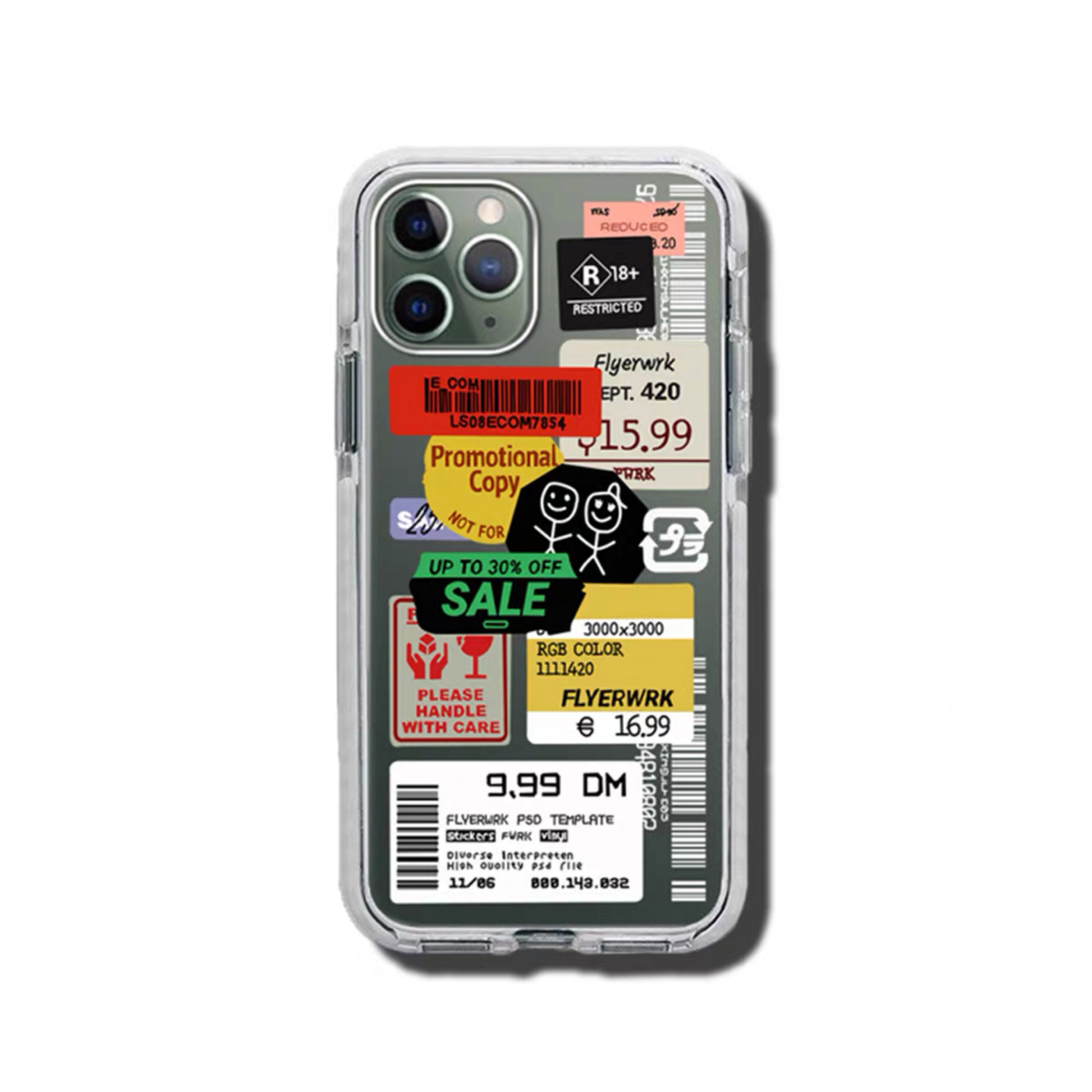 ins超火创意标签透明手机软壳17promax适用于苹果16欧美17潮17pro创意14promax酷炫15promax个性16promax街头