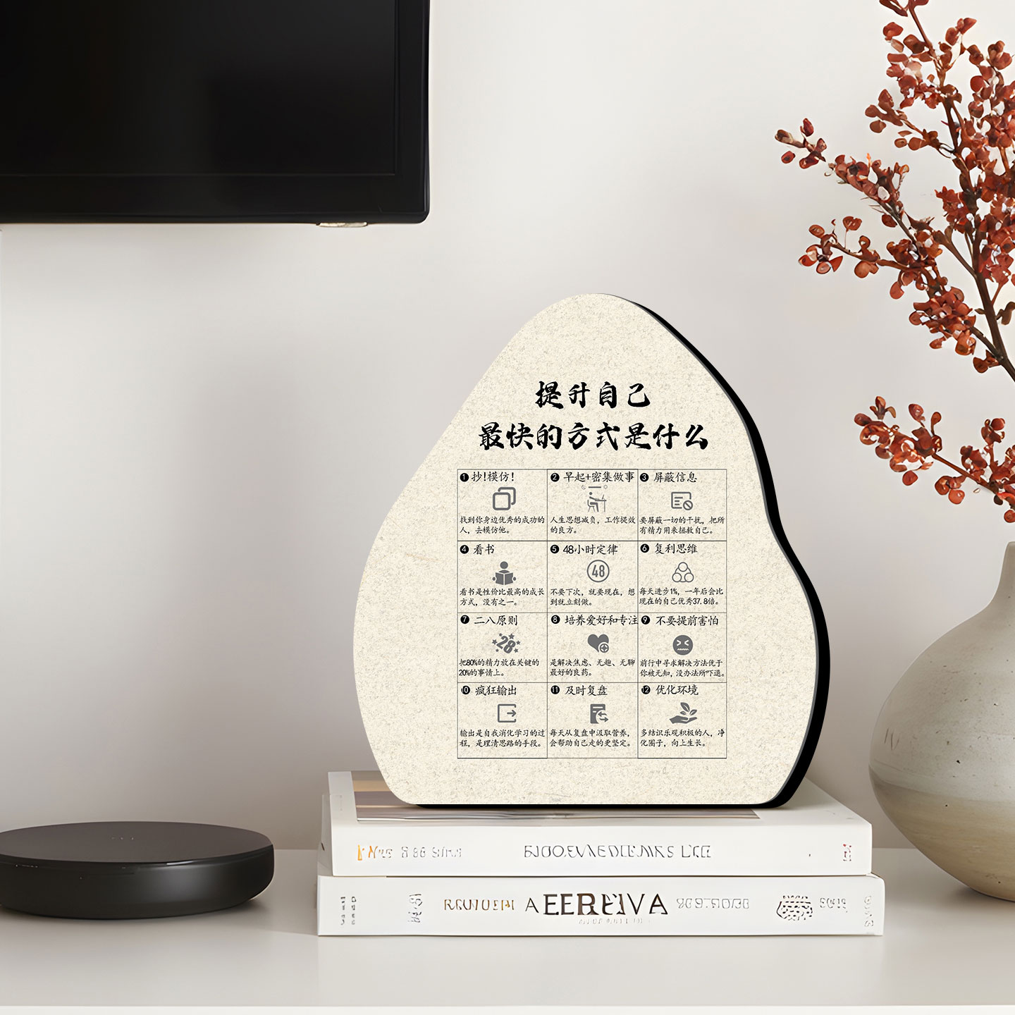 不规则成长干货版画书法装饰自我提升技巧简约文艺家居玄关小摆件