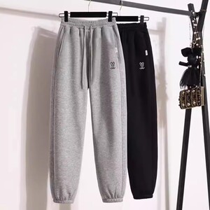 小个子初中高中学生运动卫裤女春秋季2024冬新款刺绣束脚休闲裤子