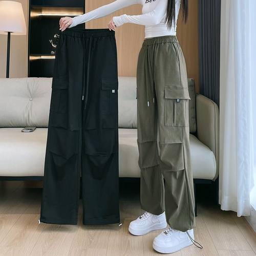 春秋工装阔腿裤女运动直筒休闲裤