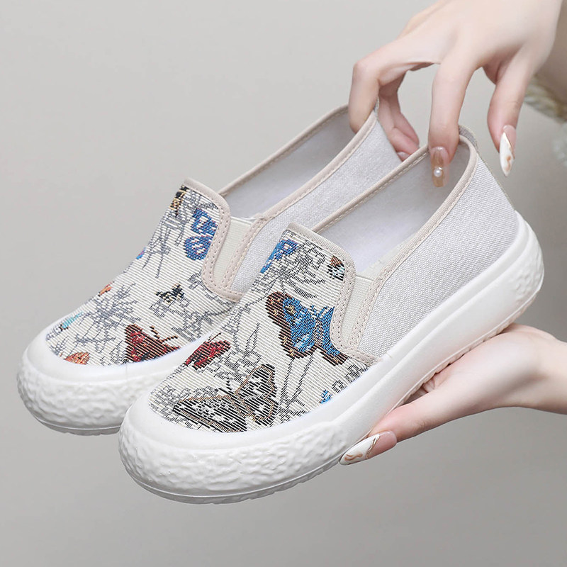 2024新款春夏渔夫鞋女平底时尚百搭休闲透气帆布鞋一脚蹬懒人单鞋,女鞋,浅口单鞋,淘宝优惠券,粉丝福利购,淘宝优惠卷