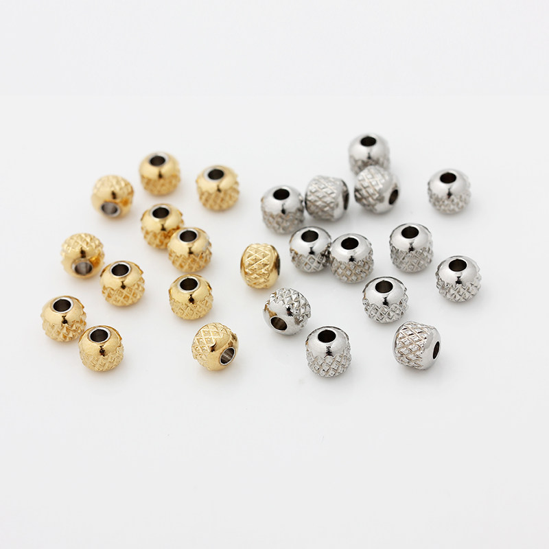 不掉色304钛钢镀18K真金格纹珠子4mm隔珠串珠手链项链材料diy配件,饰品/流行首饰/时尚饰品新,其他DIY饰品配件,淘宝优惠券,粉丝福利购,淘宝优惠卷