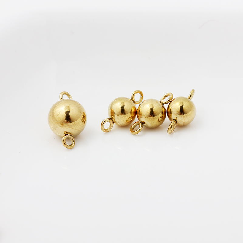钛钢包金镀18K金双头挂圈实心圆球连接件小吊坠diy手链项链配件