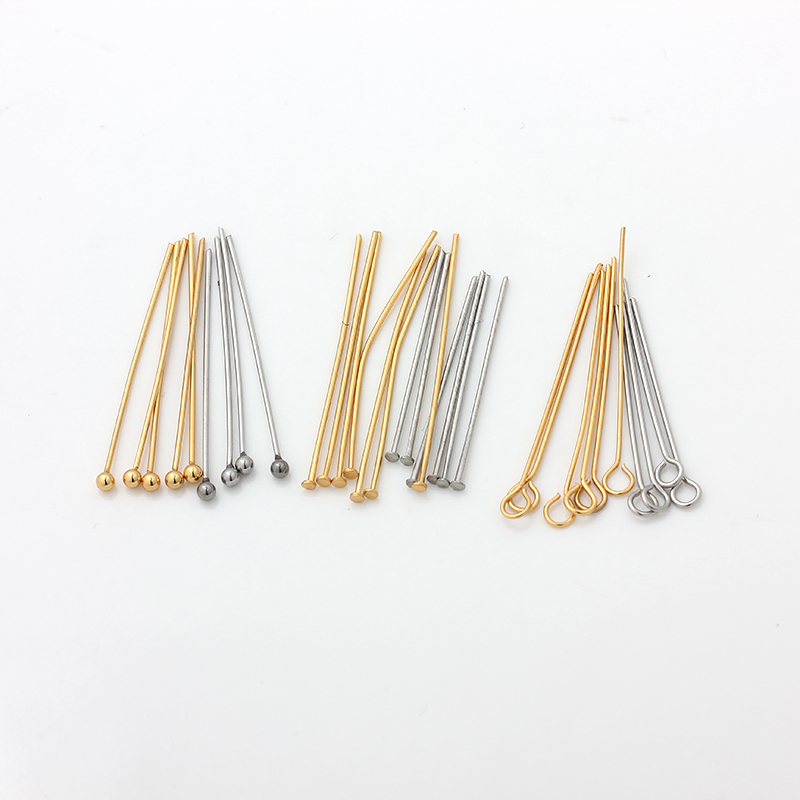 不褪色钛钢不锈钢18K金T针9字针圆头针球针细针串珠材料DIY配件