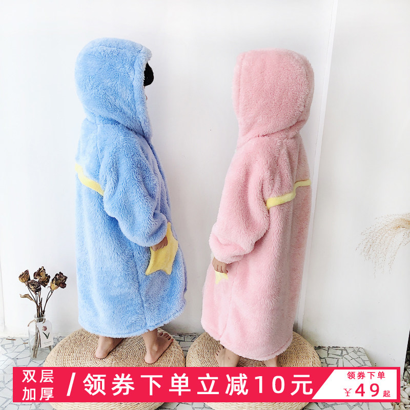 儿童睡袍法兰绒秋冬加厚宝宝浴袍男童女童珊瑚绒家居服男孩睡衣厚|msdalam kategori Kanak-kanak/Bayi/Keluarga dipasang, pakaian kanak-kanak di rumah, gaun rumah/gaun - dari Buy2taobao.com untuk memberikan perkhidmatan ejen Taobao profesional membeli
