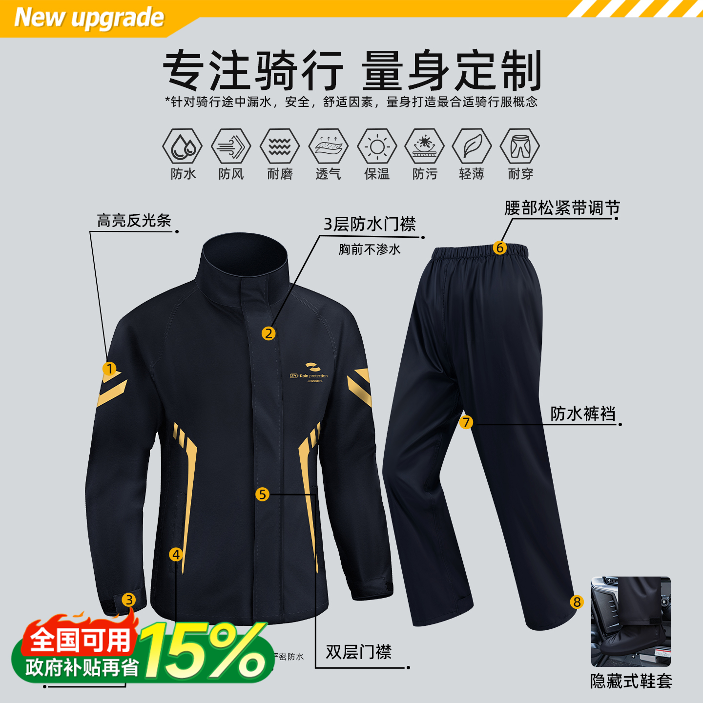 雨衣外卖骑手男款长款全身防暴雨摩托车骑行专用分体式防水成人
