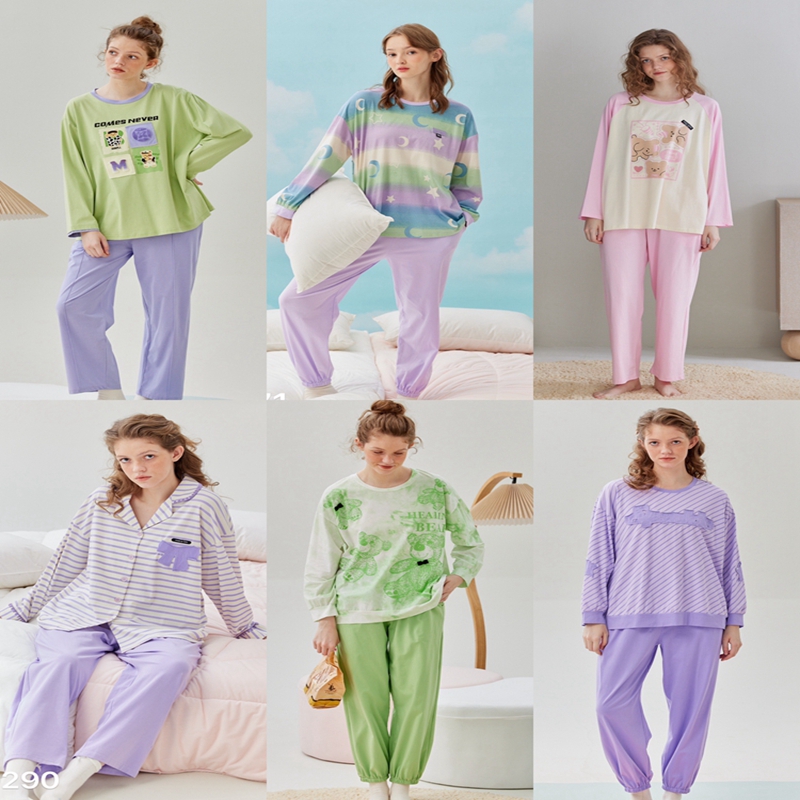 穗得美女士睡衣纯棉圆领可外穿