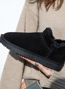 2025年新款雪地靴女皮毛一体短筒短靴东北加厚加绒面包鞋棉鞋防滑