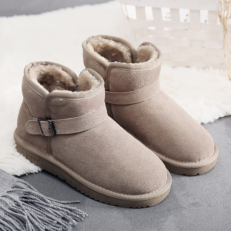 短筒加厚加绒防滑面包鞋子雪地靴