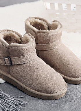 2025年秋冬季新款真皮雪地靴女短靴短筒加厚加绒防滑棉鞋面包鞋子