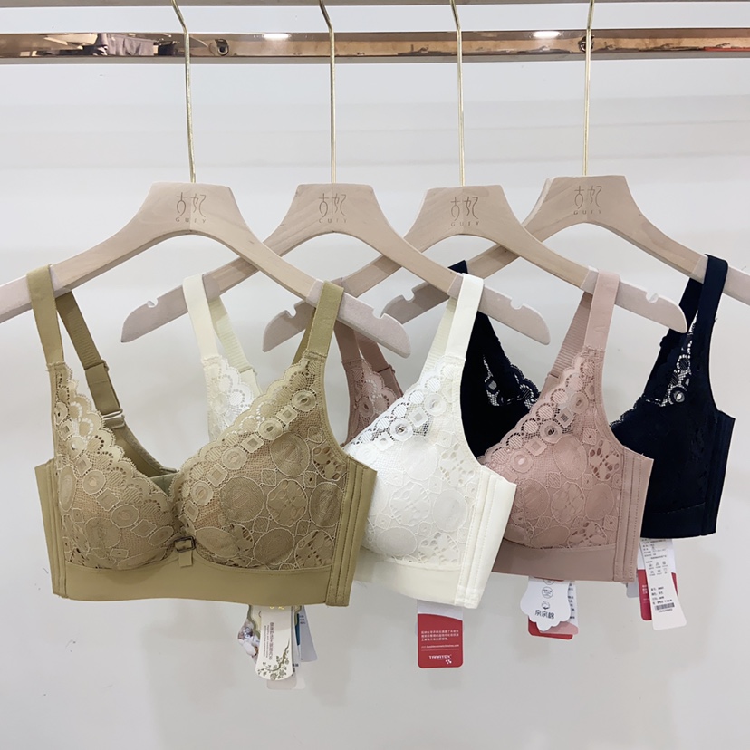 古妃28403内衣小胸聚拢中厚杯无钢圈调整型收副乳蕾丝文胸罩女