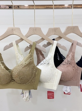 古妃28403内衣小胸聚拢中厚杯无钢圈调整型收副乳蕾丝文胸罩女