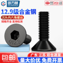 12.9级高强度沉头内六角螺丝钉平头六角螺栓螺钉M2M3M4M5M6M8 M12