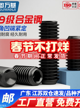 紧定螺丝12.9级凹端内六角机米顶丝无头螺丝基米止付螺钉M4M5M6M8