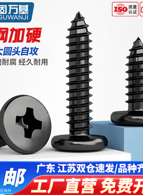 黑色十字大圆头自攻螺丝 盘头元头自攻钉小木螺钉M1.7M2M2.6M2.8