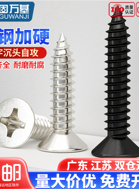 铁镀镍十字平头自攻螺丝钉沉头自攻钉尖尾小木螺钉M2M3M3.5M4M5