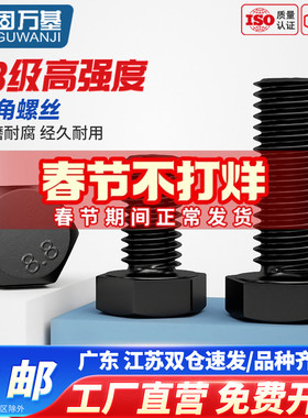 8.8级外六角螺丝发黑高强度六角螺栓加长螺钉M16M18M20M22M24M27