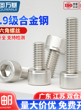 12.9级镀镍内六角螺丝钉圆柱头高强度杯头螺栓加长螺钉M2M3M4M5M6