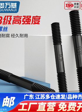 8.8级高强度双头螺丝双头螺栓GB901双头螺柱发黑螺杆M8M10M12-M39