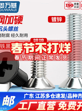 铁镀锌十字平头螺丝沉头机丝机牙螺钉微型电子电脑小螺丝钉M1-M12