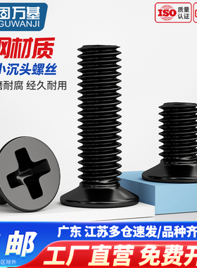 固万基铁黑小沉头薄头螺丝钉FM小平头机丝十字螺钉螺栓2M2.5M3M4