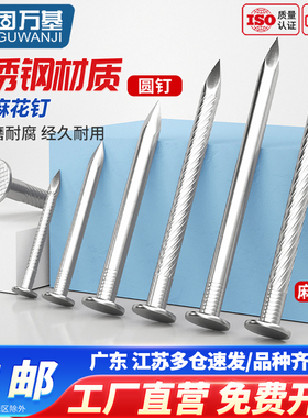 304不锈钢圆钉钢钉元钉木工水泥钉加长麻花洋钉铁钉地板钉子墙钉