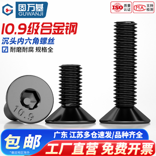10.9级平头内六角螺丝钉高强度沉头螺栓螺钉M1.6M2M3M4M5M6M8 M12