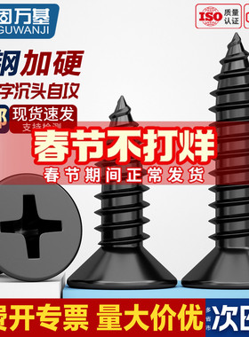 KA铁黑锌加硬黑色十字平头自攻螺丝沉头小螺钉国标YB846M1.7-M4