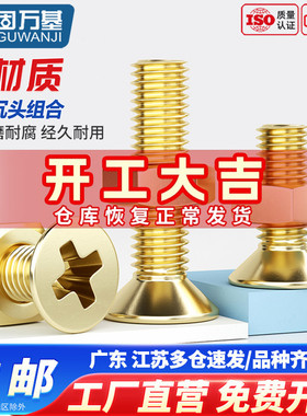 黄铜沉头十字螺丝螺母套装固万基组合螺栓平头螺钉大全M2M3M4M5M8