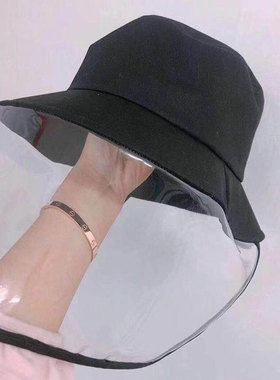 韩版防飞沫帽子女春夏遮阳带面罩防护渔夫帽防尘遮脸护眼防风沙帽