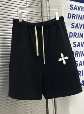网红潮牌十字架刺绣大码男装加肥加大五分裤宽松百搭高街小众短裤