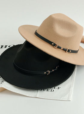 街舞Popping大沿礼帽子嘻哈Locking男表演出黑色毛呢绅士毛呢礼帽