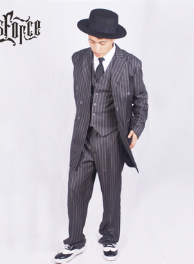 团队popping西装外套男衣服locking演出服西服街舞表演机械舞服装