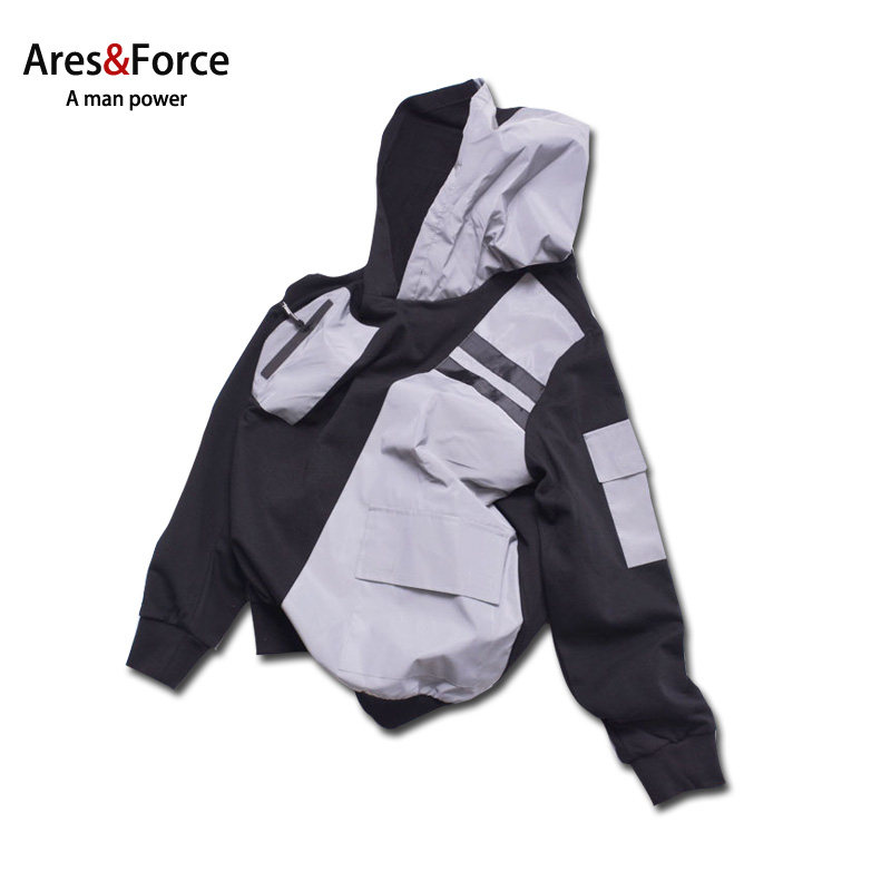 Ares＆Force国潮加大码嘻哈运动上衣男3M反光hiphop休闲情侣卫衣