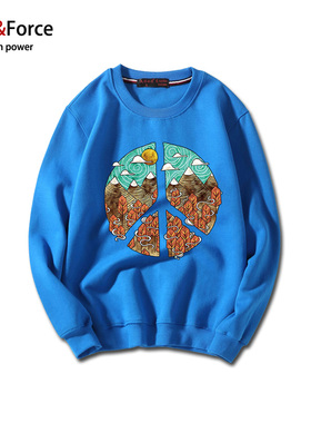 Ares＆Force潮男卫衣民族风时尚中国风印花加大码学生长袖220斤穿