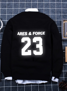 Ares＆Force潮牌大码男装情侣装大胖子衣服反光卫衣加肥加大嘻哈