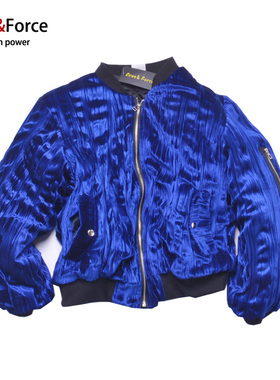 Ares＆Force棒球服潮男的ins火外套蓝色丝绒夹克情侣青年夹克外套